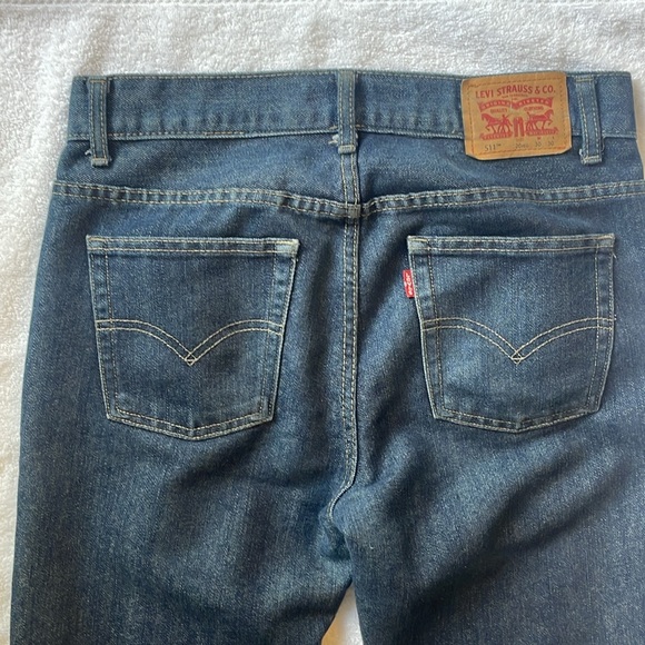 Levi's 511 Slim Fit Jeans Dark Wash Denim Mens 30x30 Basic Casual Vintage - Picture 5 of 10